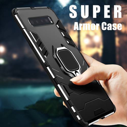 KEYSION Ring Holder Phone Case for Samsung Galaxy S10 Plus S10e S9 Note 10+ 5G 9 Soft TPU Silicone Hard PC Adsorption Back Cover