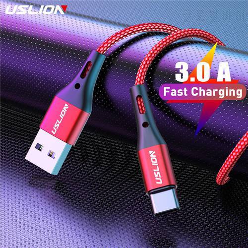 USLION 3A USB Type C Cable Fast Charging Wire for Samsung S9 S8 S10 Xiaomi mi9 mi8 Huawei Mobile Phone USB C Charger Cable 2m 3m