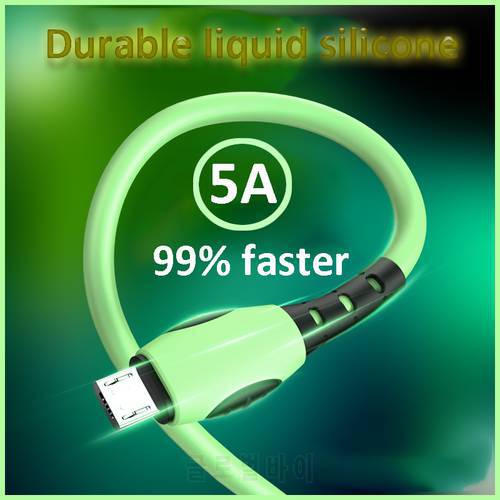 5A Fast Charging Charger Cable for Android Phone Type C Micro USB Data Cord Liquid Silicone Durable Sync Line 1.2m / 1.8m