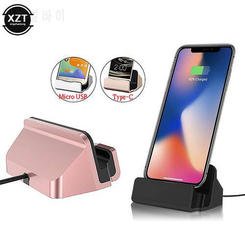 2-in-1 USB Cable Data Phone Charger Desktop Dock Stand Station Micro USB Charging Type-C for Samsung S8 for Huawei Mate 20 P30
