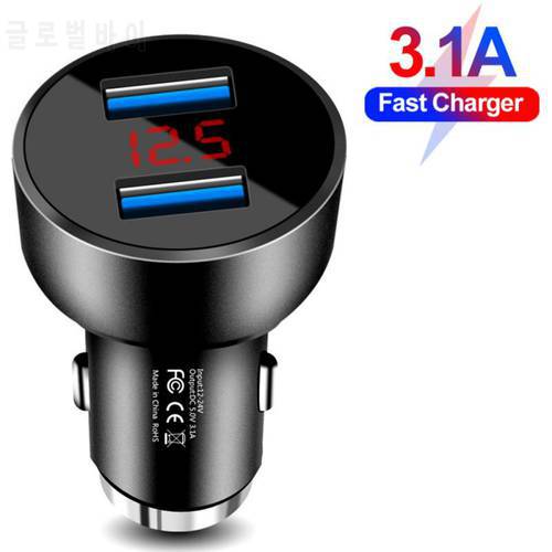 3.1A 5V Car Chargers 2 Ports Fast Charging For Samsung Huawei iphone 11 8 Plus Universal Aluminum Dual USB Car-charger Adapter