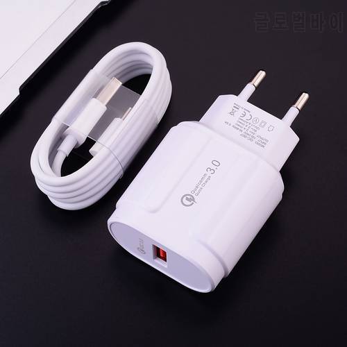 QC 3.0 Fast USB Charger USB Adapter Type C Micro Charge Cable For Xiaomi POCO X3 NFC Mi A3 A2 Note 10 lite Redmi 4x 5 9a Phone