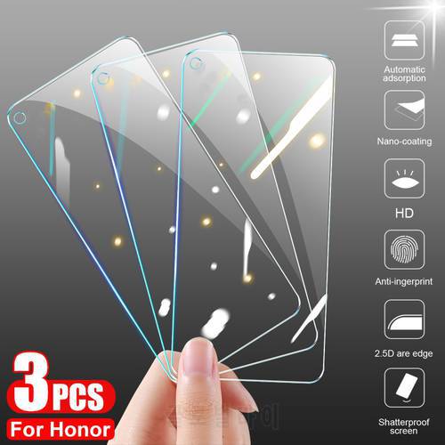 3Pcs Protective Glass on the For Huawei P40 Honor 20 Lite 9X 9A 9S Tempered Screen Protector Honor 30 30S 20i V20 V30 Glass Film