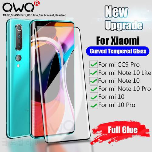 Screen Protection Tempered Glass For Xiaomi mi 11 10 Pro Mix 4 Full Glue Curved Glass For Xiaomi mi Note 10 Lite CC9 Pro Film