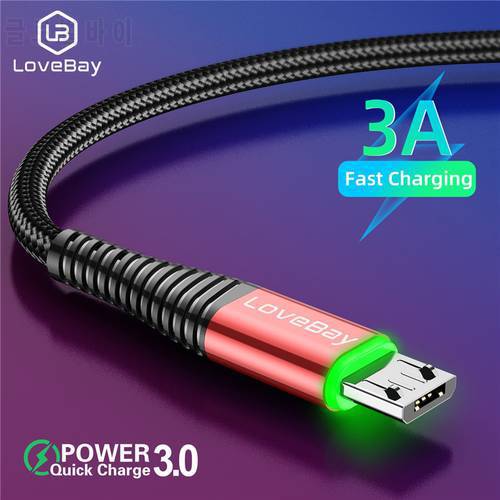 LOVEBAY Micro USB Cable Fast Charging Data Cord for Xiaomi Samsung Huawei Android Mobile Phone Charger 3A Microusb Charge Wire