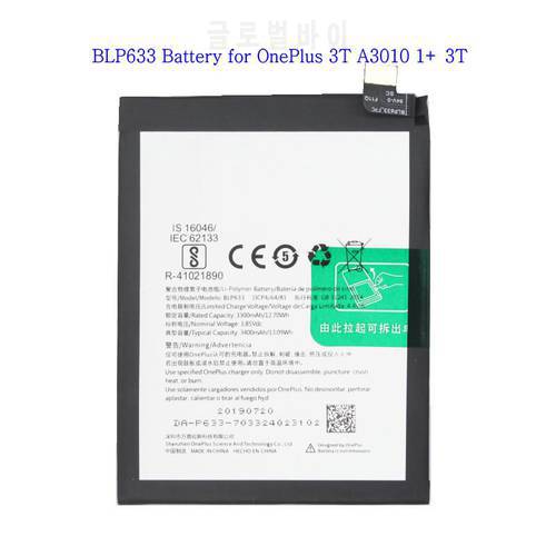 1x 3400mAh / 13.09Wh BLP633 Replacement Battery For OnePlus 3T For One Plus 3T A3010 1+ 3T Batterie Bateria Batterij