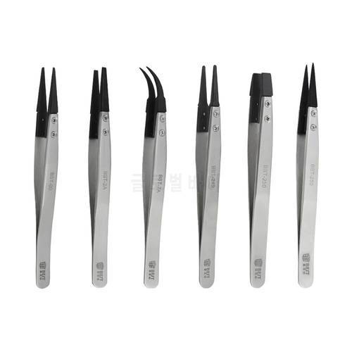 BEST High Quality OEM Types Accept Round Flat Rubber Tipped Precision Pointed Stainless Steel Tweezers