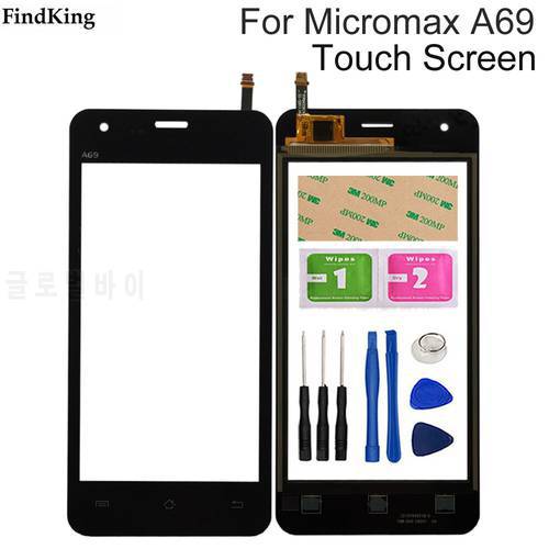4.5&39&39 Touch Screen Glass For Micromax A69 Front Touch Screen Glass Digitizer Panel Lens Sensor Flex Cable Free Adhesive