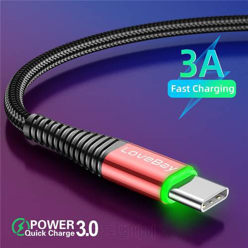Lovebay LED Type C USB Cable QC3.0 Micro USB Charger Cables for Samsung Xiaomi Huawei Data Cord Sync Quick Charge Phone Cable