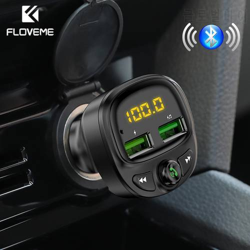 FLOVEME Wireless Car USB Charger Bluetooth FM Transmitter MP3 Player Dual Ports Phone Charger TF Card Music HandFree Car Kit