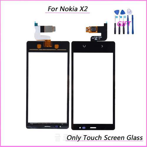 New For Nokia X2 X 2 Dual SIM RM-1013 X2DS Touch Glass Front Glass Digitizer Panel Sensor replacement Parts (No lcd）