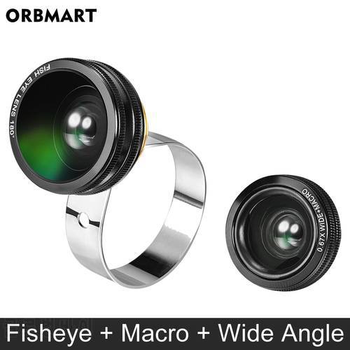 Universal Clip 3-in-1 Wide Angle Macro Fisheye Lens Phone Camera Lens Kit for iPhone Samsung Xiaomi Redmi all Smartphone Lenses
