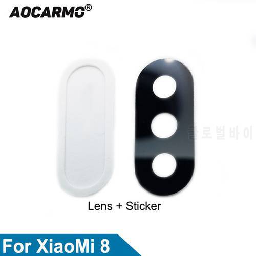 Aocarmo For XiaoMi 8 mi8 Rear Back Camera Lens Glass With Adhesive Sticker Replacement Part