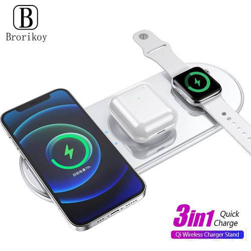3 in 1 Wireless Charger Pad Station 15W for iPhone 13 12 11 Pro Max Mini XR XS Max 8 for Apple Watch iWatch 6 5 4 3 AirPods Pro
