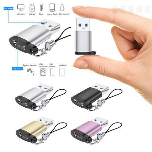 USB C Adapter USB Male to USB 3.0 Type C Female Type-C Adapter for iPhone12 12 Pro Max 12 Mini Earphone USB Adapter With lanyard
