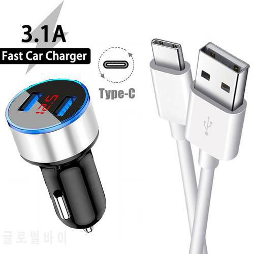 USB Type-c Charging Cable 3.1A Car Charger Phone Adapter LED Display For OPPO A73 A53 A32 A52 A72 Reno 2 2Z Realme X2 X50 5 6 7