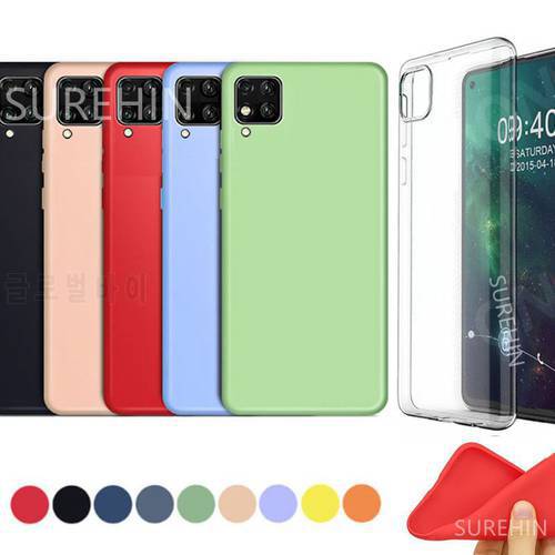SUREHIN Silicone Case For Samsung Galaxy A12 5G Cover Transparent Blue Purple Green Pink Soft Cover For Samsung Galaxy A12 Case