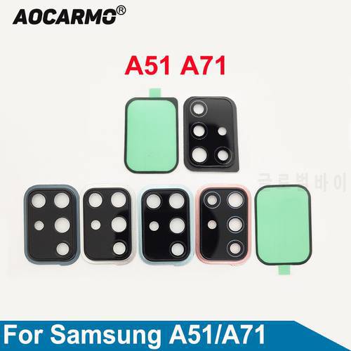 Aocarmo Back Rear Camera Lens Glass With Frame Holder Ring Adhesive Sticker For Samsung Galaxy A51 A71 SM-A7160 SM-A5160