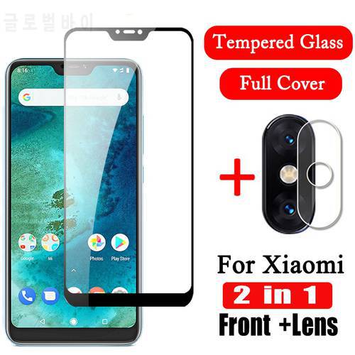 2 in 1 Full Cover Tempered Glass for Xiaomi A2 Lite Screen Protector Mi A2 Camera Lens Film Protective Glass on xiaomi A3