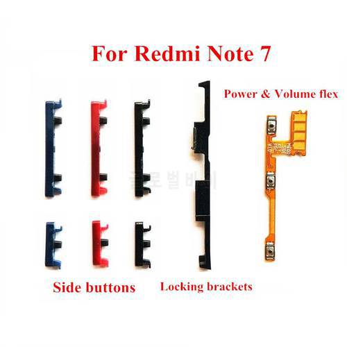 Power & Volume Side Button Keys + Lock Locking Braces Brackets + Power & Volume Flex Cable for Xiaomi Redmi Note 7
