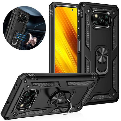 For Xiaomi Pocophone Poco X3 NFC Case Shockproof Armor Stand Holder Car Ring Phone Case for Mi Poco X3 Pro X3 GT Back Cover