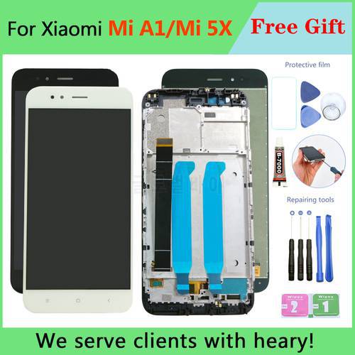 Original LCD For Xiaomi A1 LCD With Frame Display Touch Screen For XIAOMI 5X/A1 LCD Display Screen Assembly Digitizer (10 Touch)