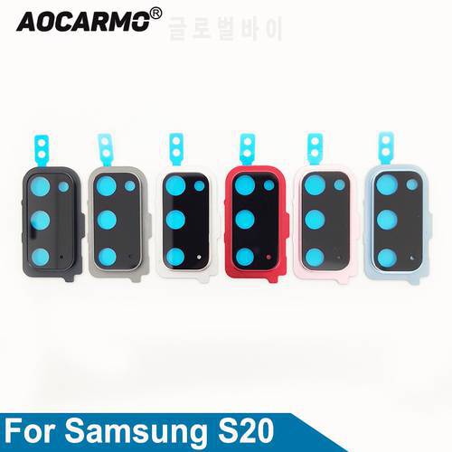 Aocarmo For Samsung Galaxy S20 Rear Back Camera Lens Glass With Frame Ring Cover Adhesive Sticker Replacement Parts