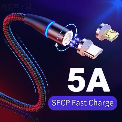 5A Magnetic Cable Led Lighting Super Fast Charge Micro Usb Type C Phone Usb C Phone 1M 2M Quick For Xiaomi Redmi Samsung Huawei