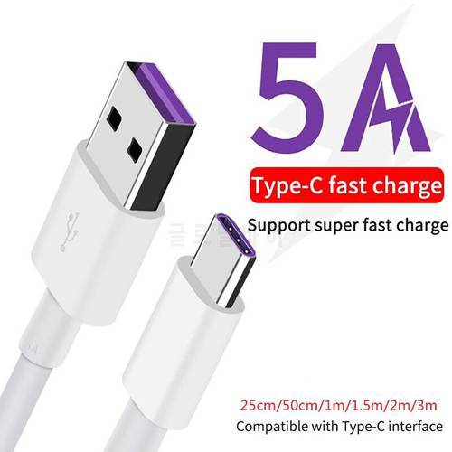USB C Cable 5A Supercharge USB Type C Cable for Huawei p20 Mate 20 30 40 Pro 5A Quick Charging Fast Charger Cable for Honor V10