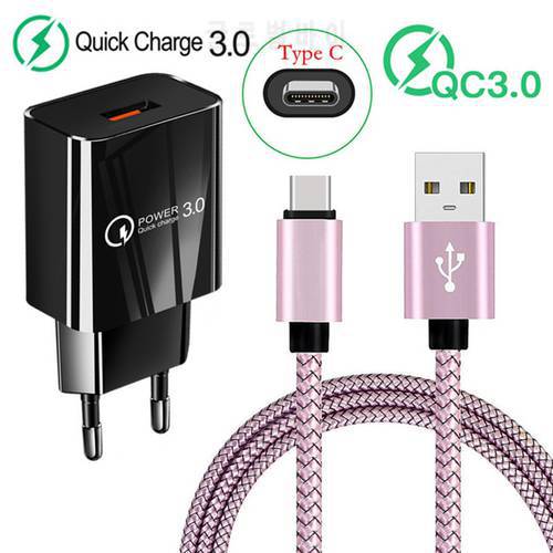 18w Fast USB charger For Samsung S8 A8 A31 Huawei P20 P30 Umidigi A7 Pro Phone adapter USB 3.0 Type C Quick Charge Cable ZTE HTC