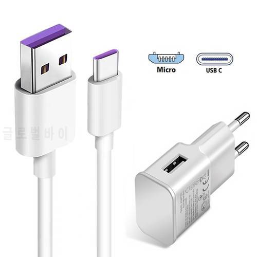 Fast Charging Travel Charger Cable Adapter For Xiaomi Redmi Note 9 Pro Realme X50m 6i 6 Pro C3 C2s C1 5s Micro USB Type C Cord