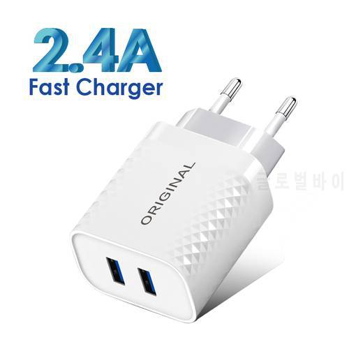 USB Charger 2 Port Travel EU US Plug Adapter Portable Wall Fast Charg Mobile Phone USB Cable For iphone Samsung Xiaomi Universal