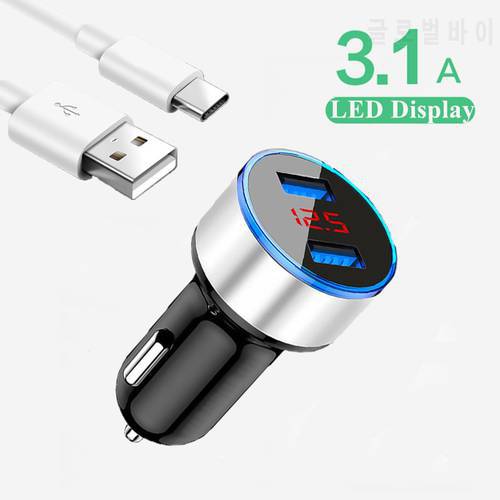 For Xiaomi Mi Poco X3 NFC 10T Lite A2 A3 9SE 8 9 Redmi 9T 8A 9 Mobile Phone Car USB Charger 3.1A Fast Charging USB Type-c Cable
