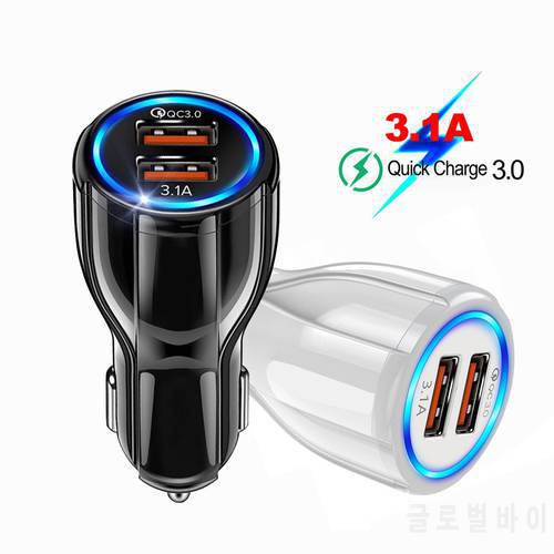 Car Charger Dual USB Fast Charging QC3.0 Phone 18W 3.1A Charger Adapter For iPhone 12 11 Pro Max 6 7 8 Xiaomi Redmi Huawei