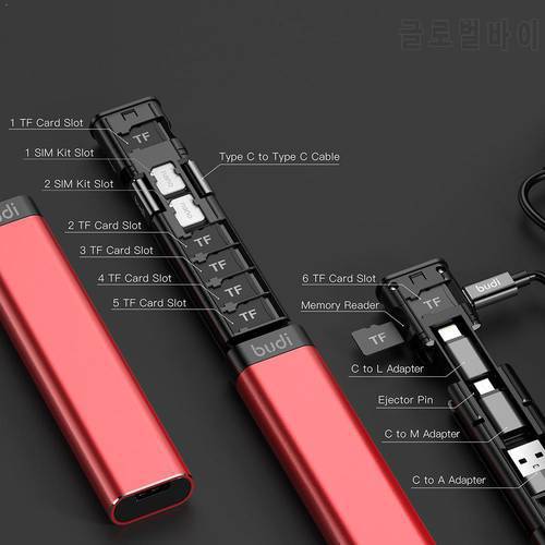 BUDI Multi-function Smart Adapter Card Storage Data Case Box Storage Cable For Xiaomi Reader TF USB Protable Multi-Cable