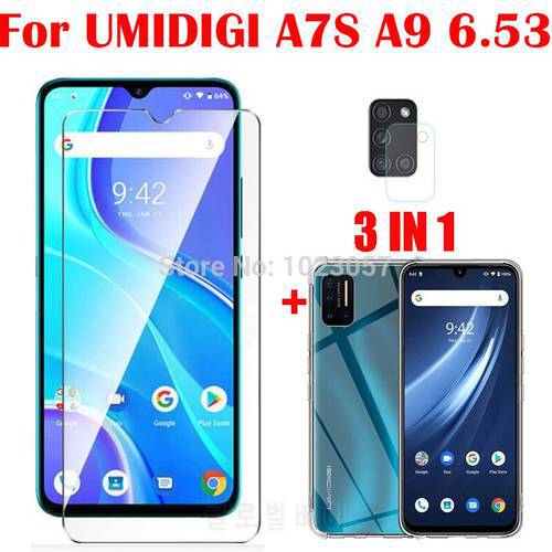 3-in-1 Case + Camera Tempered Glass On UMIDIGI A7S A9 6.53