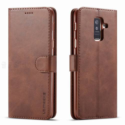 For Samsung Galaxy A6 + 2018 Case Flip Leather Luxury Cover Samsung Galaxy J6 A6 Plus 2018 Case Vintage Wallet Book Design A600F