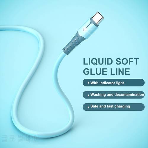 USB Type C Cable 5A Quick Charging Data Sync Cord Liquid Silicone USB-C Cable For Samsung S20 Xiaomi Huawei Fast Charger Wire