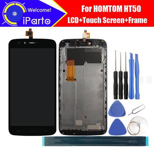 5.5 inch HOMTOM HT50 LCD Display+Touch Screen + Frame 100% Original Tested Digitizer Glass Panel Replacement For HT50 Phone.