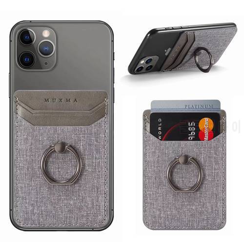 ID Credit Card Holder Canvas Women Men Pocket Wallet Phone Stand Back Card Sticker For iPhone Samsung Smartphone Universal