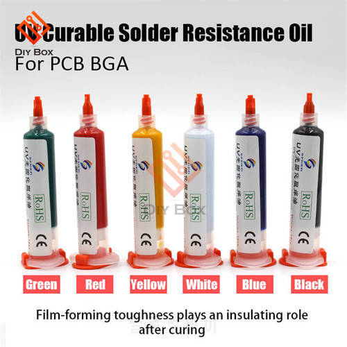 6 Colours UV Curable Solder Mask Oil Welding Fluxes 10CC For PCB BGA Circuit Board Protect Soldering Paste Flux Cream