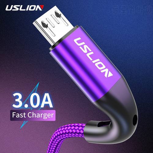USLION 3m 3A Micro USB Cable For Xiaomi Redmi HTC USB Fast Charge Phone Charging Wire Cable For Samsung Android Phone Charger