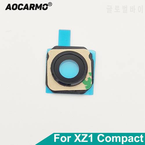 Aocarmo Back Rear Camera Len Glass With Ring Frame Adhesive Sticker For Sony Xperia XZ1 Compact XZ1mini XZ1C G8441 G8442