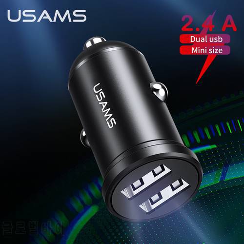 USAMS Mini Car Charger Dual USB Fast Charging Car Phone Charger Adapter For iPhone 11 Pro Max 6 7 8 Plus Xiaomi Redmi Huawei