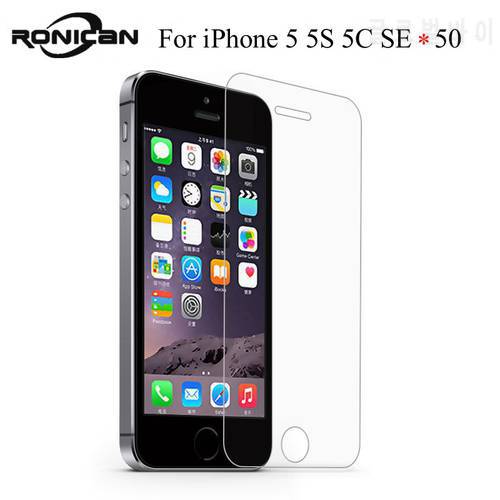 50 pieces For iphone 5 5S 5C 0.26mm 2.5d Ultra Thin HD Clear Explosion-proof Tempered Glass Screen Protector Cover Guard Film