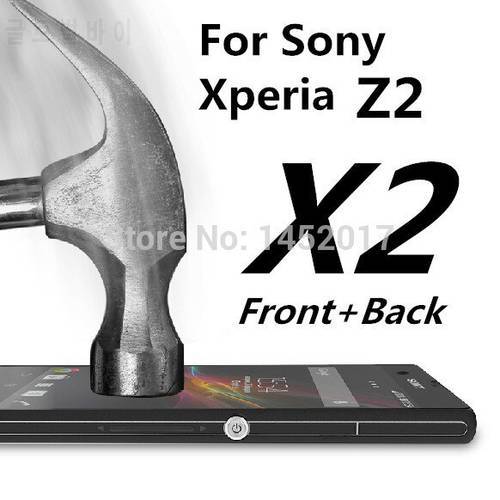 2pcs/lot*(Front+Back) UNITECK Anti-Explosion Super Clear 9H 2.5D Tempered Glass Screen Protector Film For Sony Xperia Z2 D6503