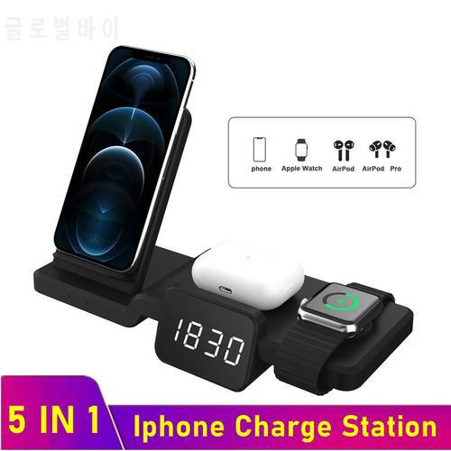 Tongdaytech 5in1 Wireless Charger For Apple Watch 7 6 5 4 3 2 Fast Charging Dock Station For Iphone 8 XS XR 11 12 13 14 Pro MAX