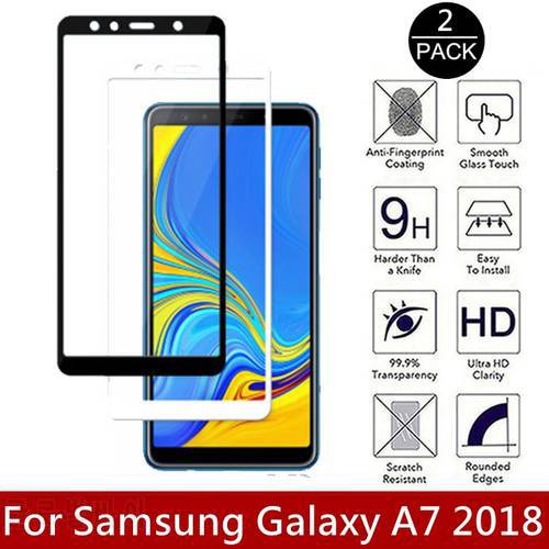 2Pcs Full Cover Tempered Glass For Samsung Galaxy A7 2018 9H Anti Scratch Safety Screen Protector Glass For A750 A750F
