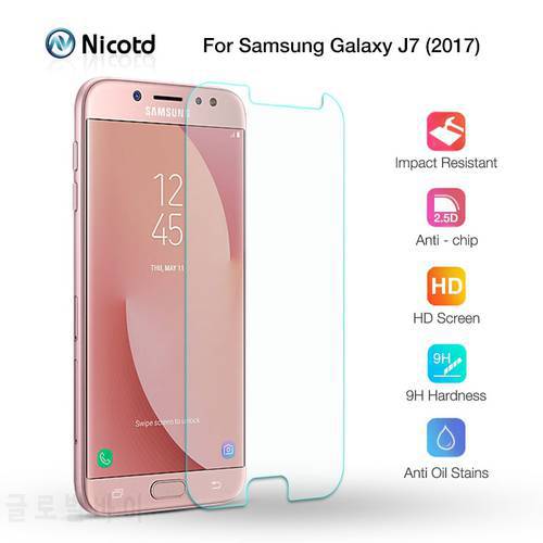 Nicotd Tempered Glass Screen Protective Film For Samsung Galaxy J7 2017 J730F/DS J730FM/DS 9H 2.5D Glass Screen Protector Film