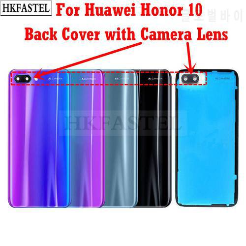 Back Glass Housing For Huawei honor 10 Back Battery Door Cover with Rear Camera Lens For Honor 10 COL-L29 Back Cover Replacement
